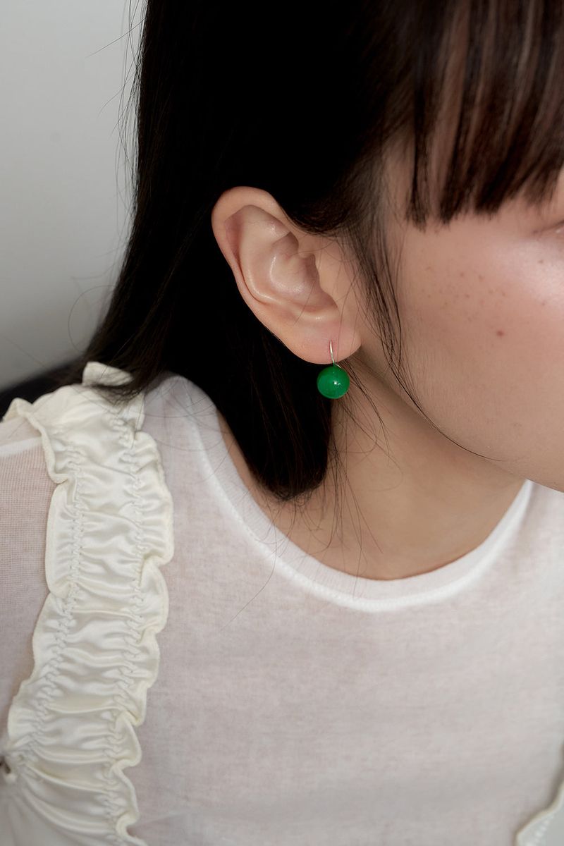 [silver925] jade ball hook earring