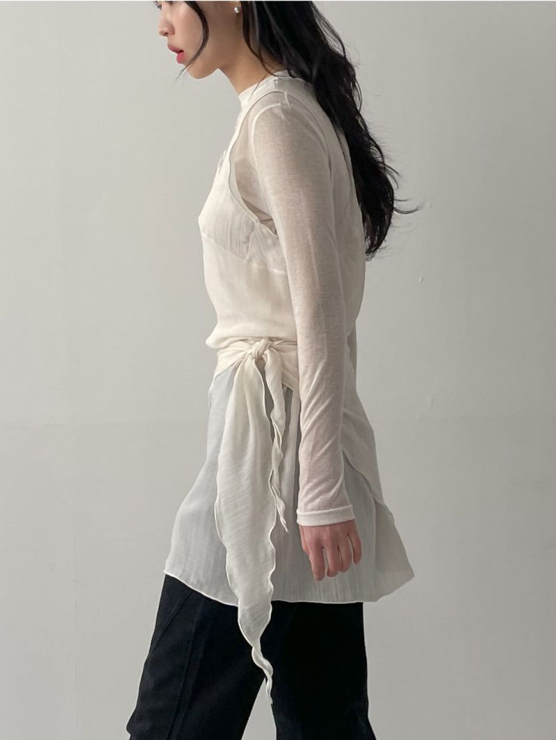 [Scarf SET] Bambi Layered See-through Mini One Piece