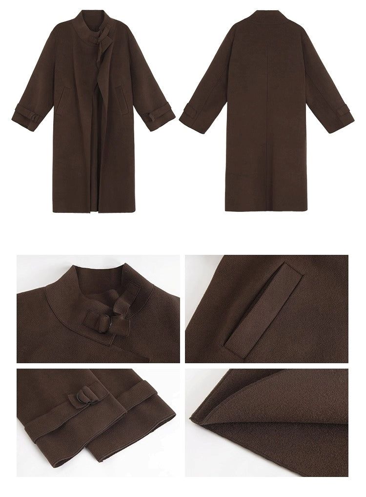 dark brown wool handmade long coat