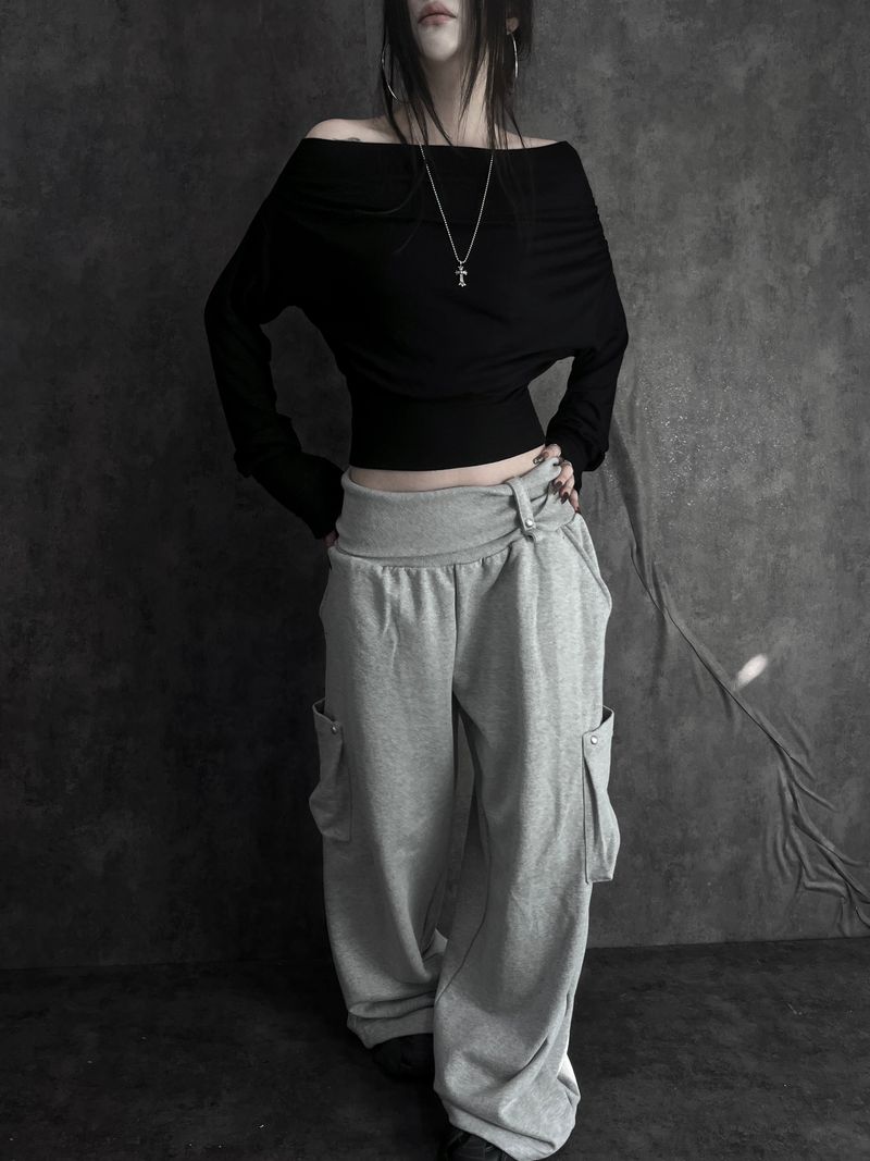 wrap waist wide pants (2color)