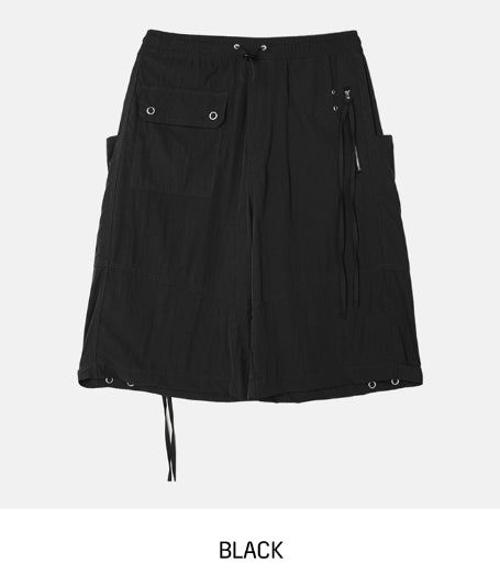 Multi-pocket D-ring Nylon Bermuda Pants