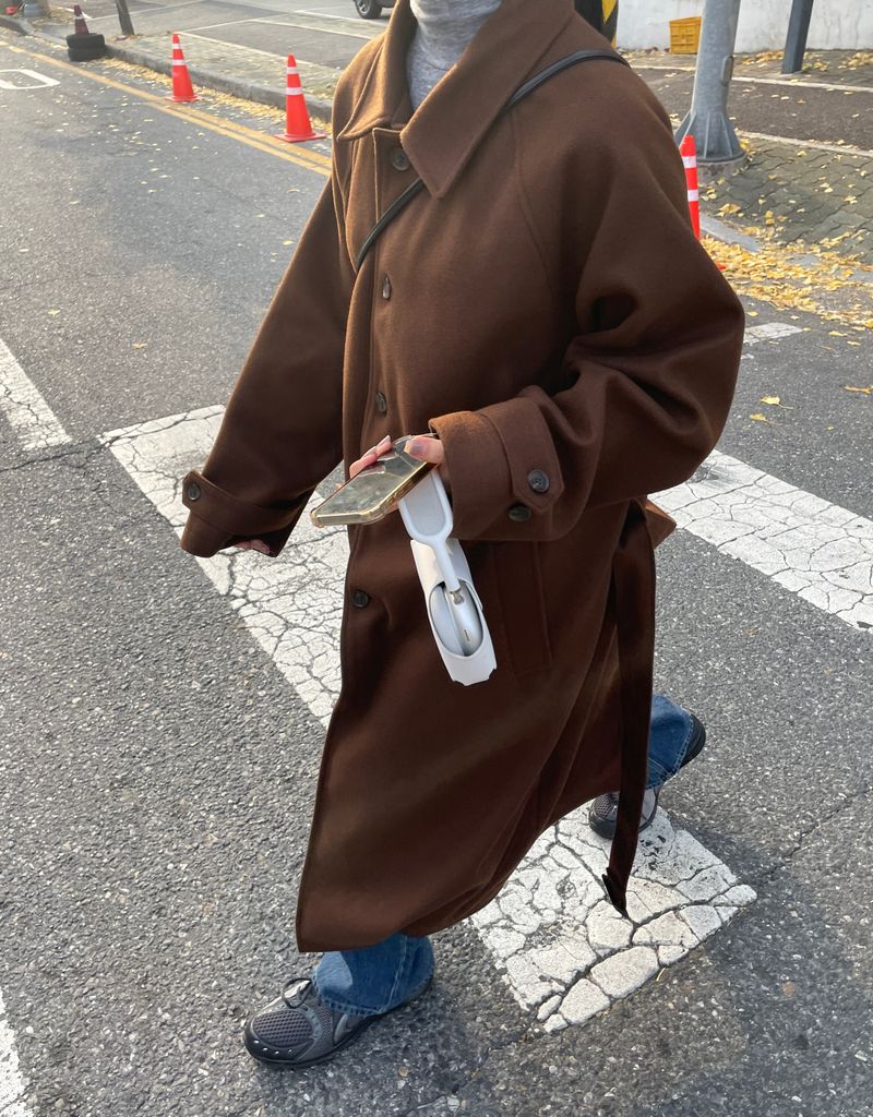 Neroli wool belted long coat
