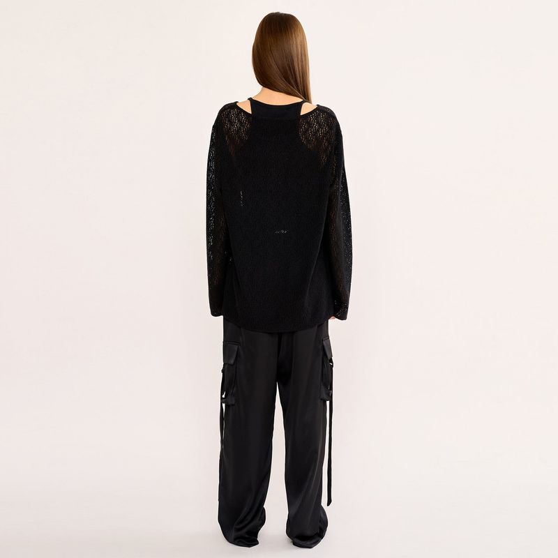 Satin Zipup Wide Cargo Pant