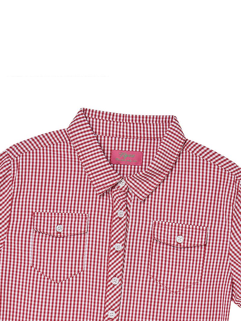 CHECK BLOUSE RED