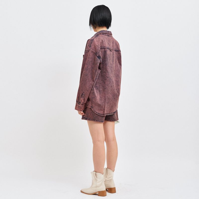 WINE DENIM SHORTS