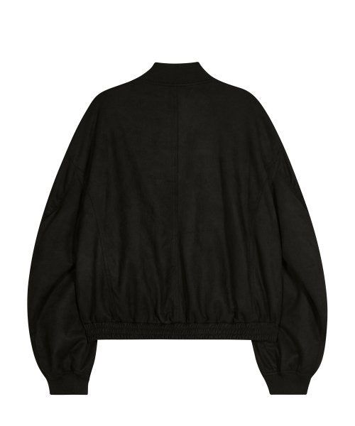 87-STAN027 [Vegan Suede] Curved Layer Bomber Suede Jacket Black