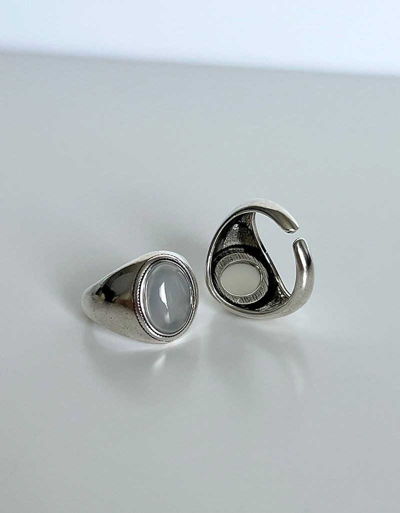 Gray onyx open ring