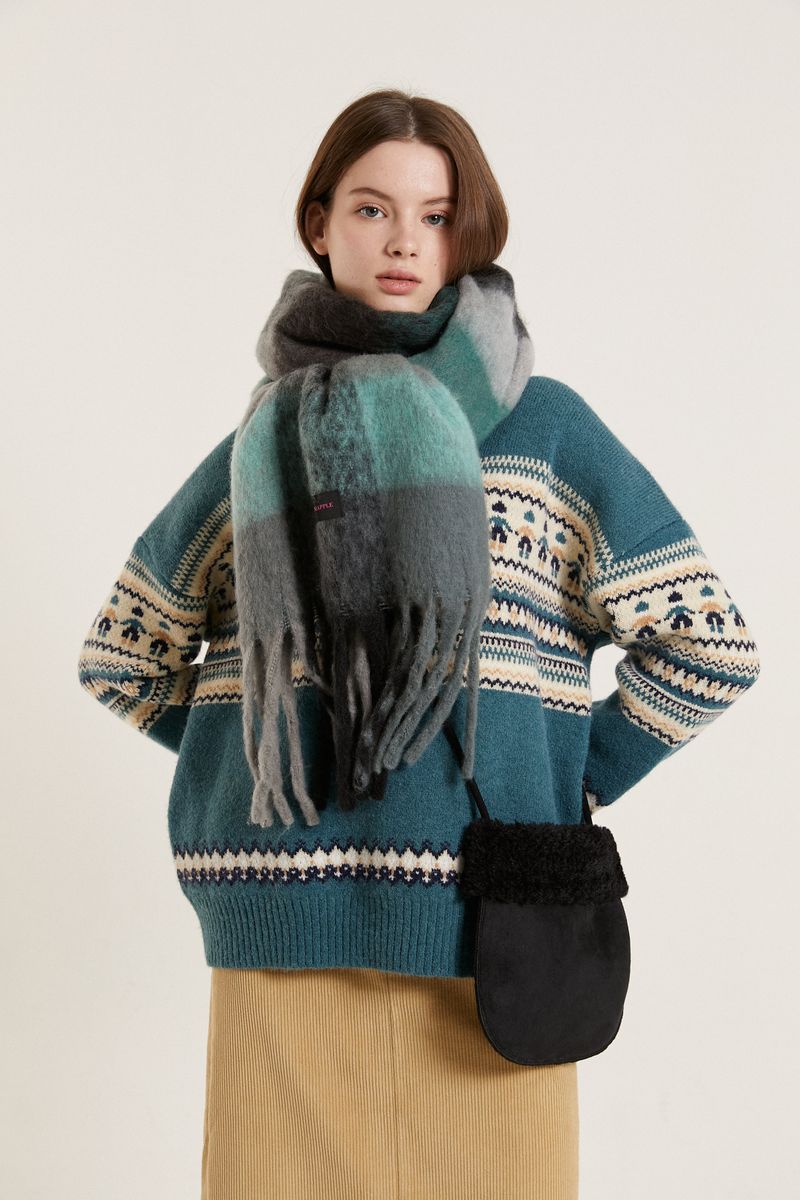 COLORED CHECK MUFFLER_GREY