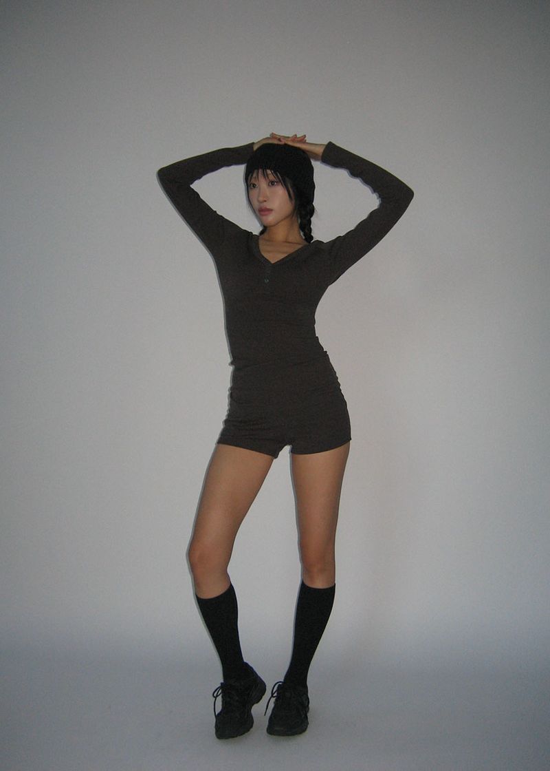 RIB BUTTON LONG TEE