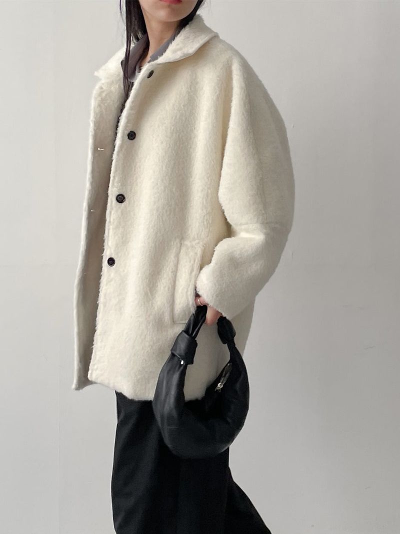 [wool 30%] Hairy Single Overfit Half Coat