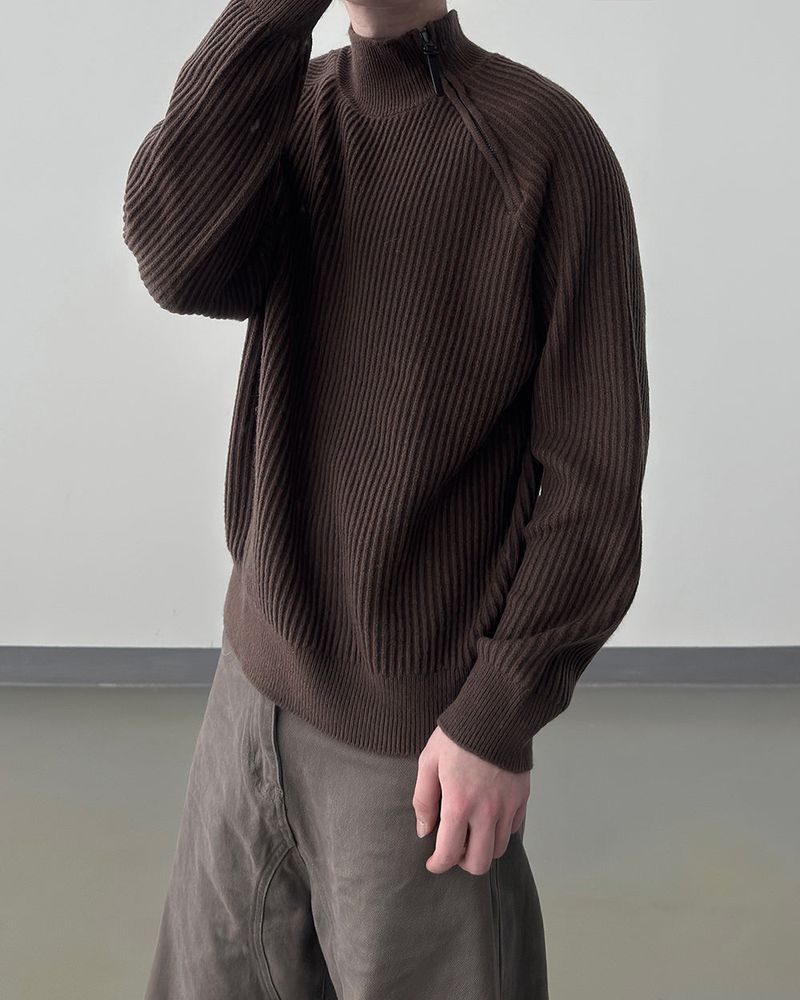Niv Shoulder Zip-Up Regular Knit