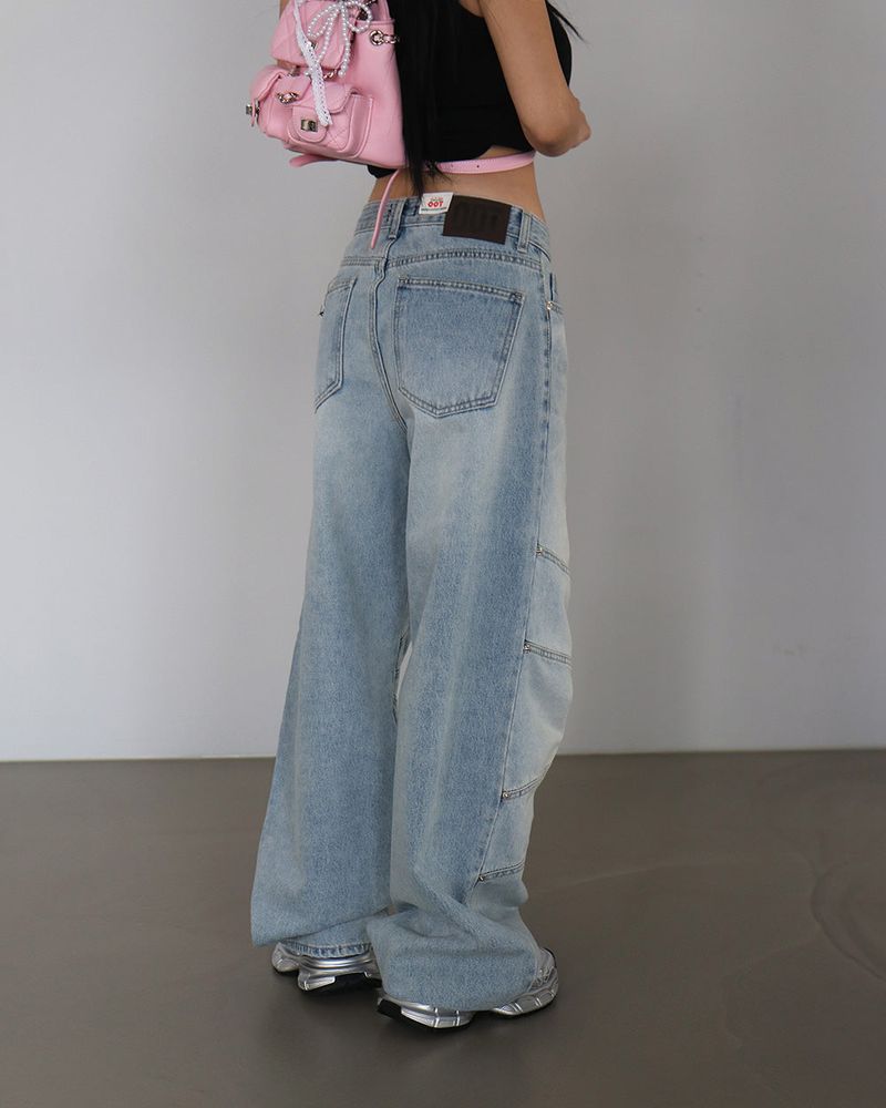 cross-cut wide jeans