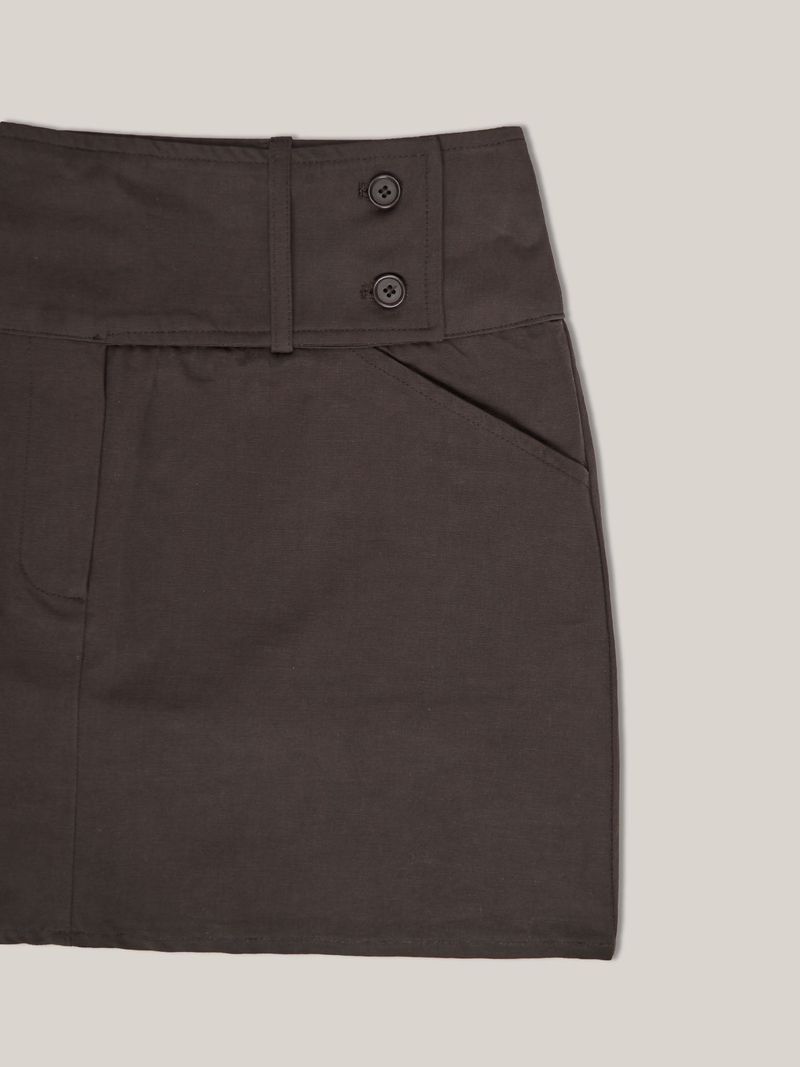 BUTTON MINI SKIRT [ CHARCOAL ]