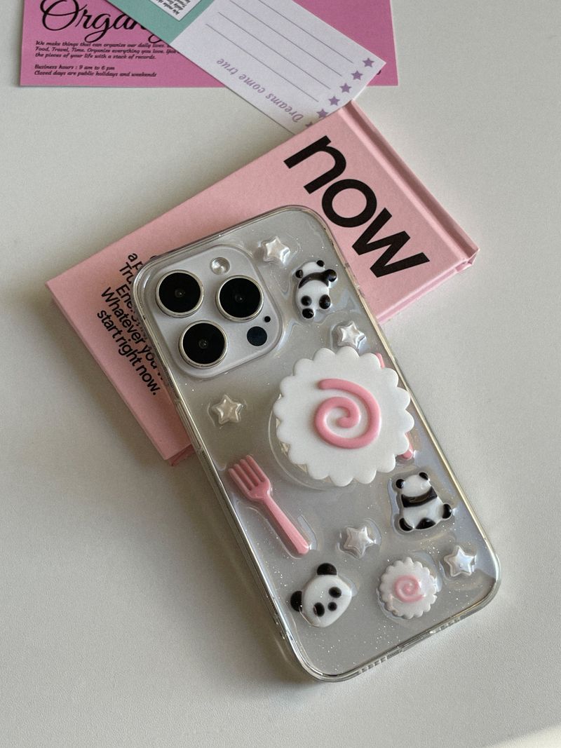 [MADE] Panda Narutomaki Resin Cell Phone Case Narutomaki Grip Tok Set