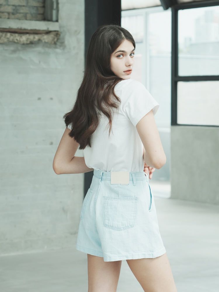 W1011 LINEN DENIM SHORT_LIGHT BLUE