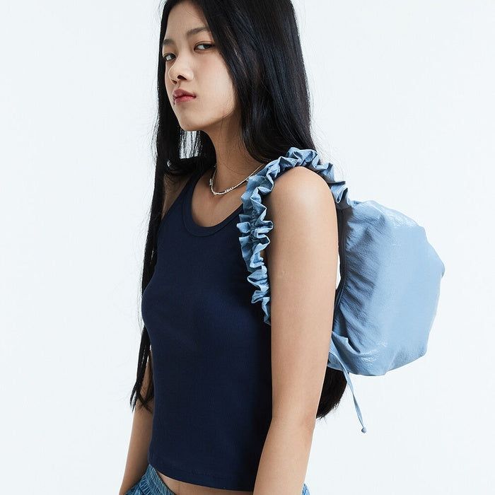 Eco leather shirring hobo bag / Blue