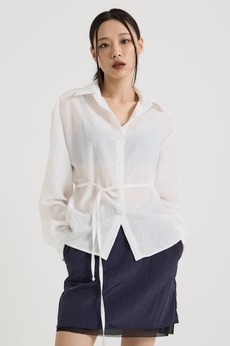 Sheer String Blouse, White