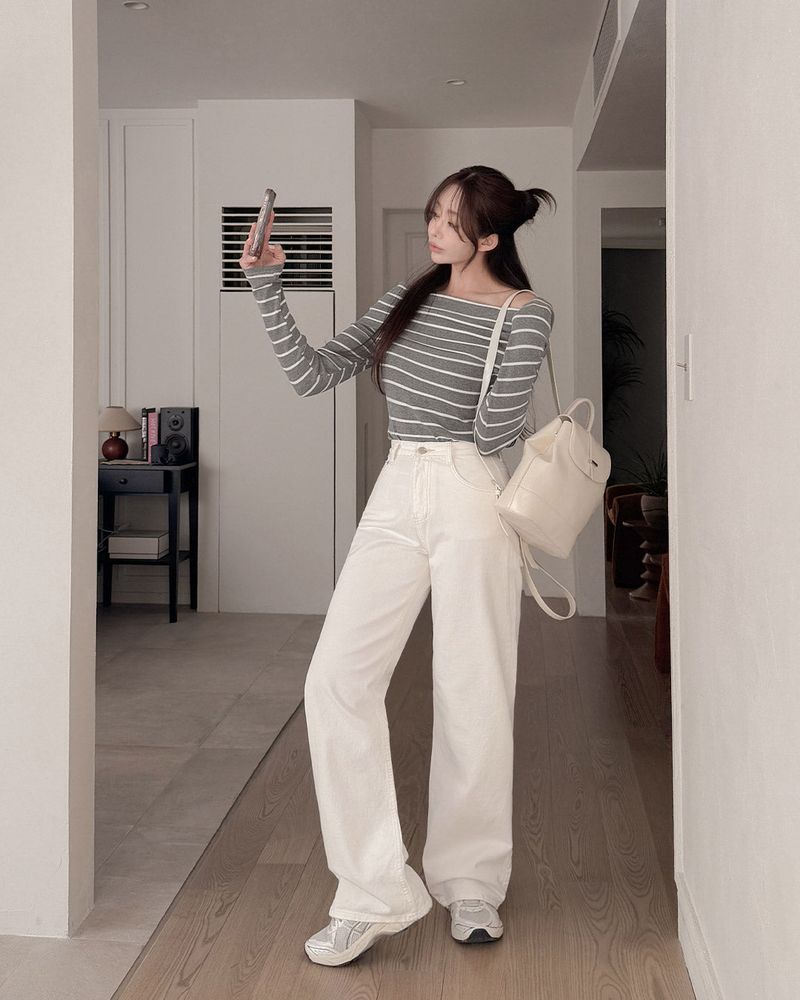 Tail wide cotton pants
