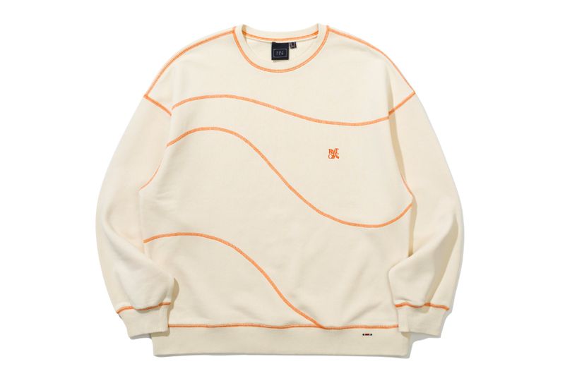 WAVE STITCH SWEAT SHIRT_OATMEAL