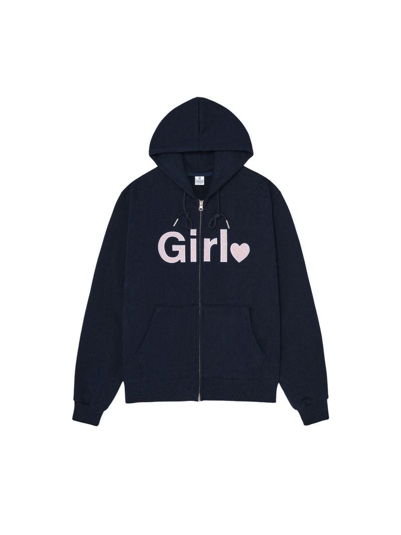Isummerly（アイサマリー）の「Girl zip-up hoodie - Navy（Tops）」