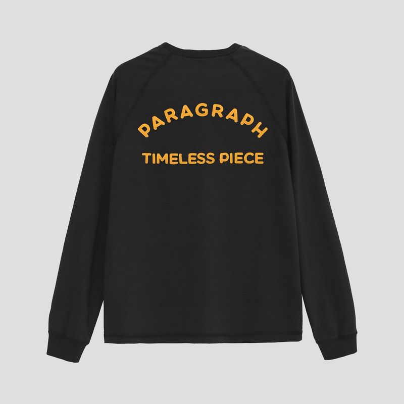 EMBROIDERED HENLEY LONG SLEEVE - BLACK