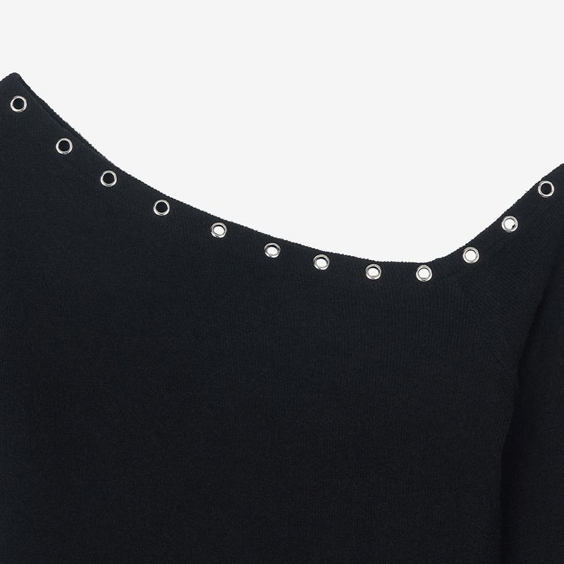 Studded Off-Shoulder Black
