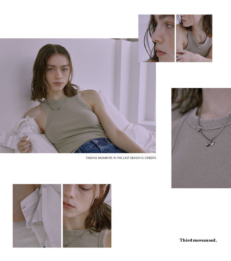 Mixed Mini Pleated Ribbon Necklace (Antique Silver)