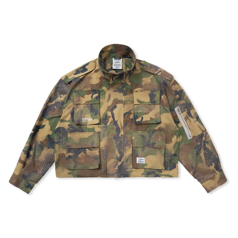 S56 OVERSIZED CROP MILITARY JACKET CAMO