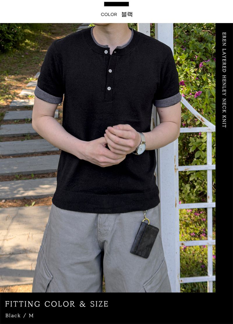 Eren Layered Henley Neck Knit