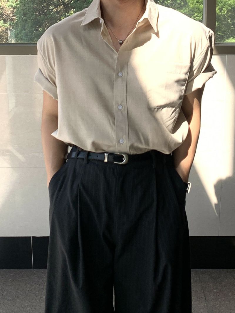 Pressed Linen Crop Short Sleeve Shirt