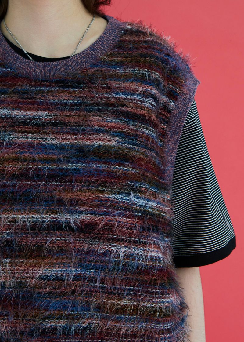 FUR KNIT VEST / PURPLE