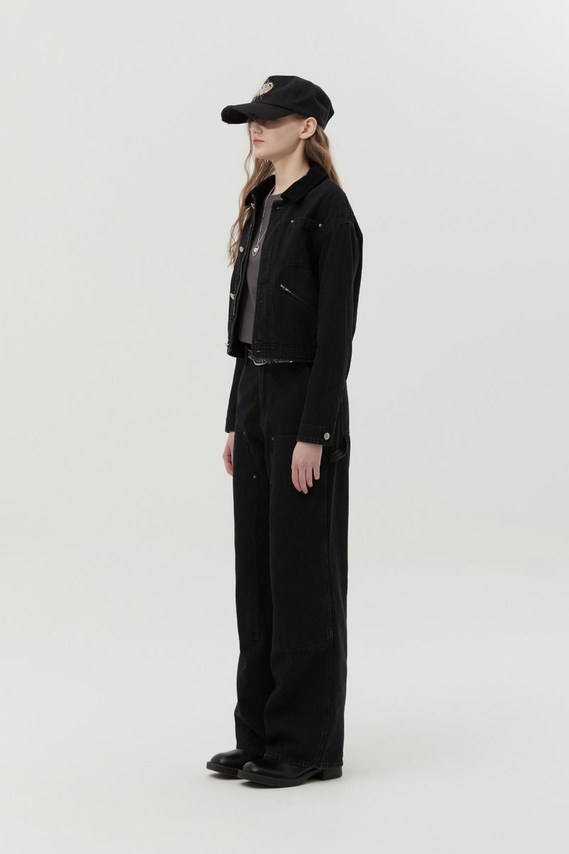 CARPENTER WIDE FIT DENIM PANTS [BLACK]