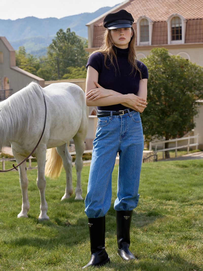 KINSLEY wide washing denim pants