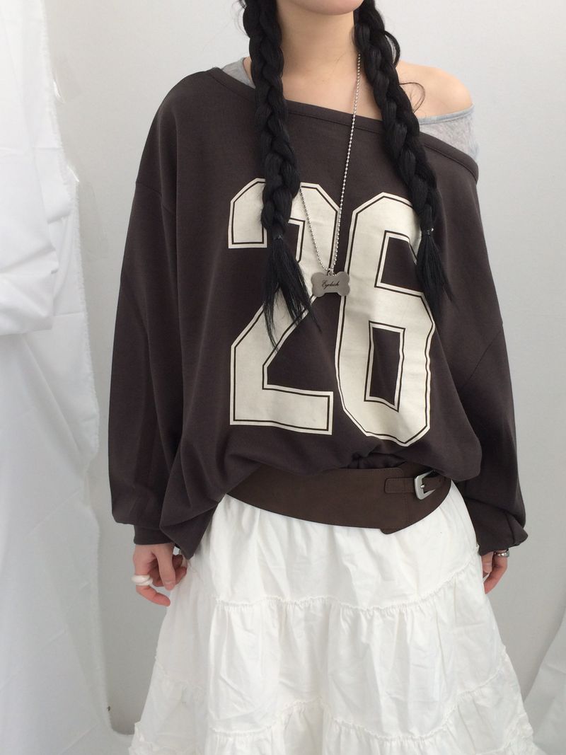Numbering loose sweatshirt