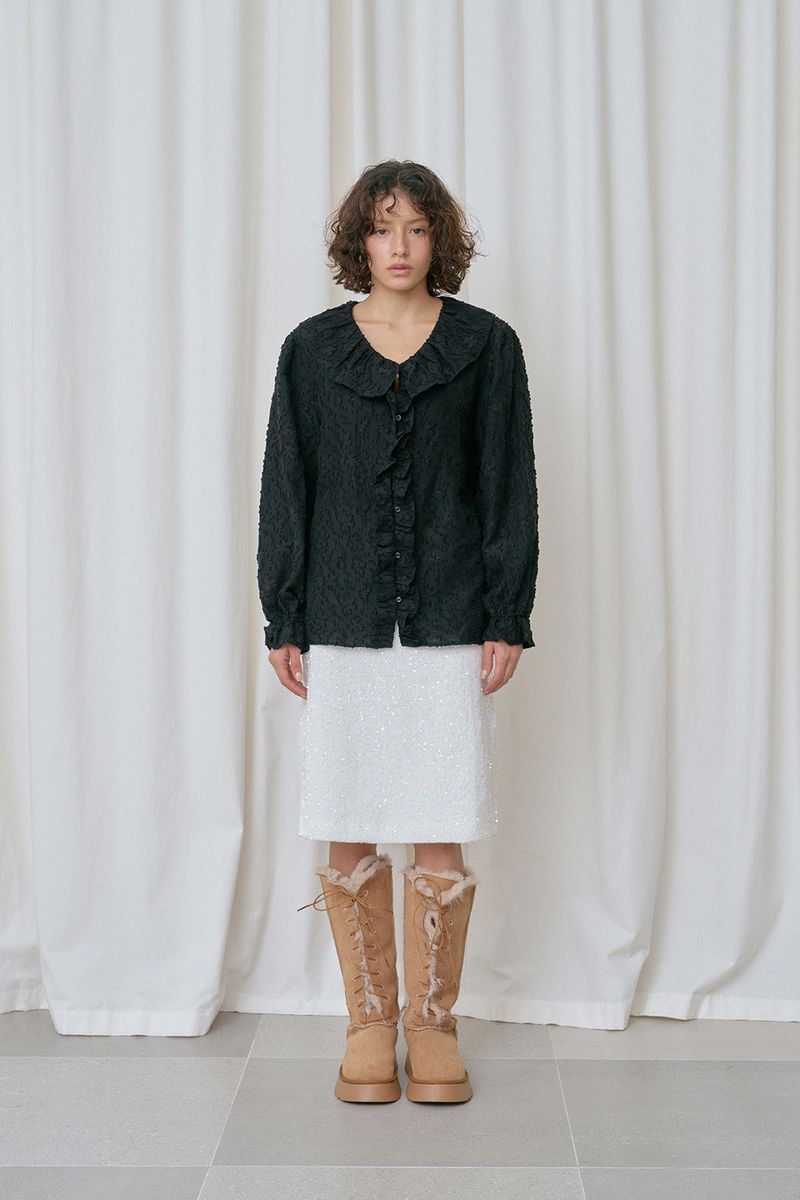 Flor frill blouse_black