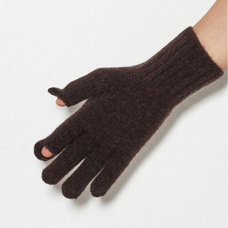 Cashmere Blend Touch Gloves_Brown