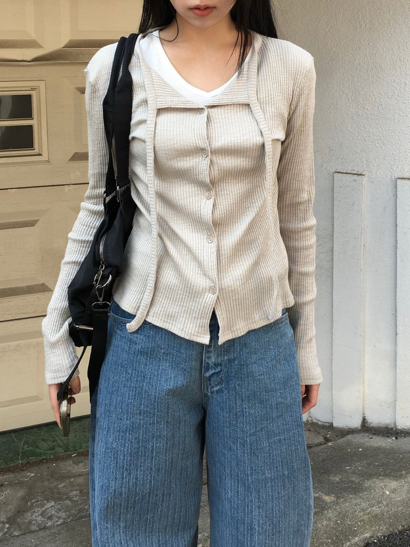 RITCORE（リットコア）の「Nini Strap Ribbed Cardigan (6c)（Tops）」