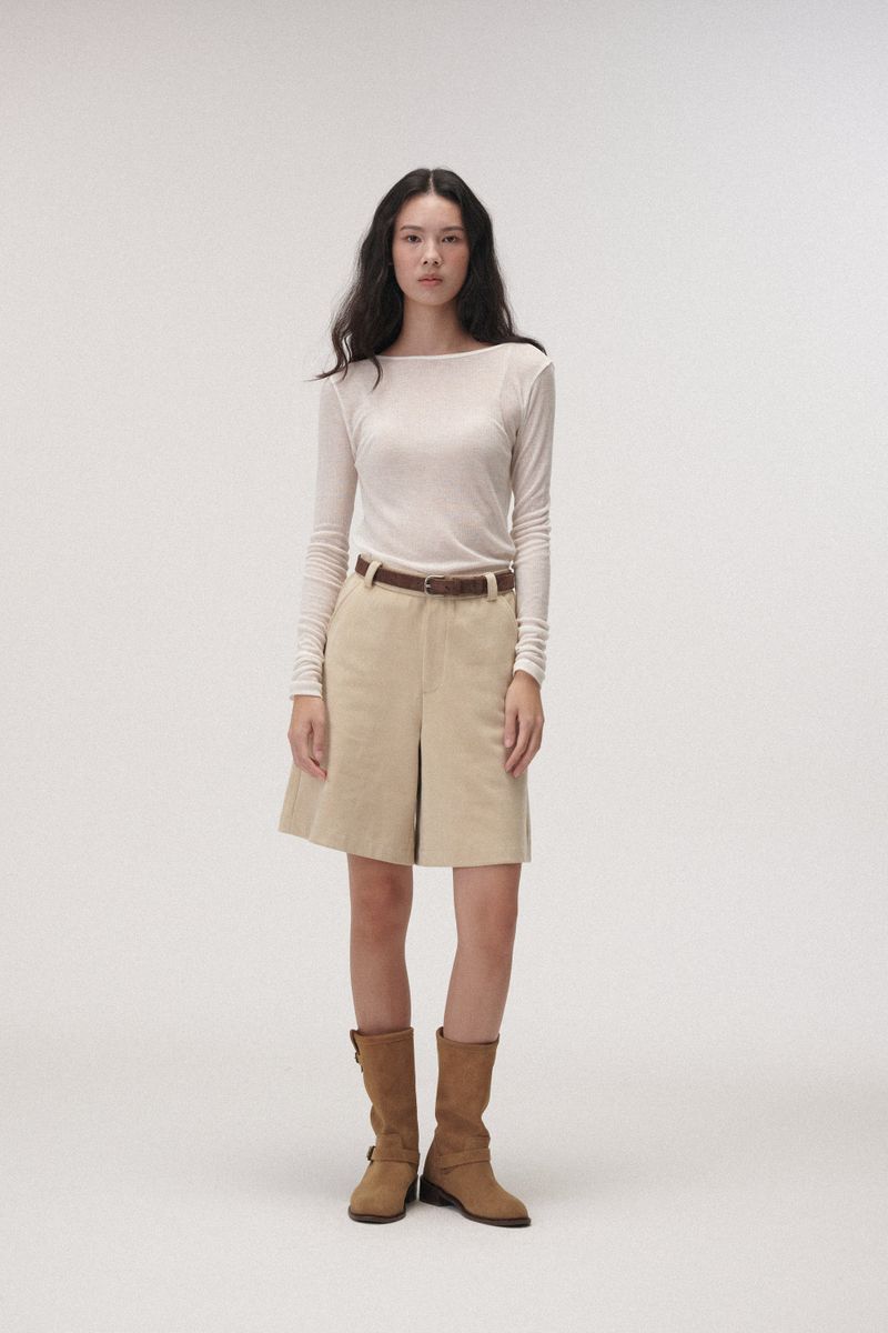 Wool boat neck T (Ivory)
