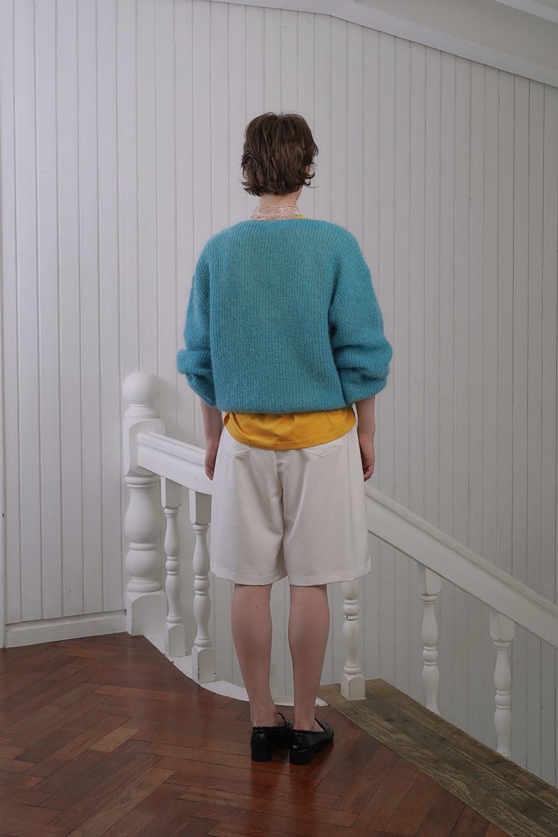 Mohair v-neck knit_teal