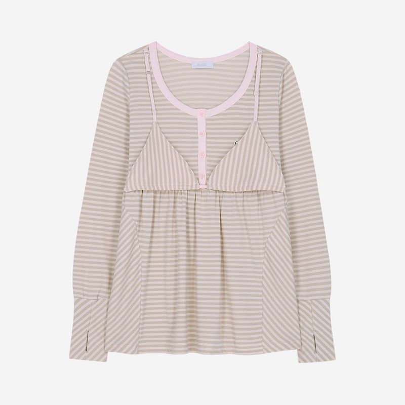 Layered Bra Flare Top / Pink