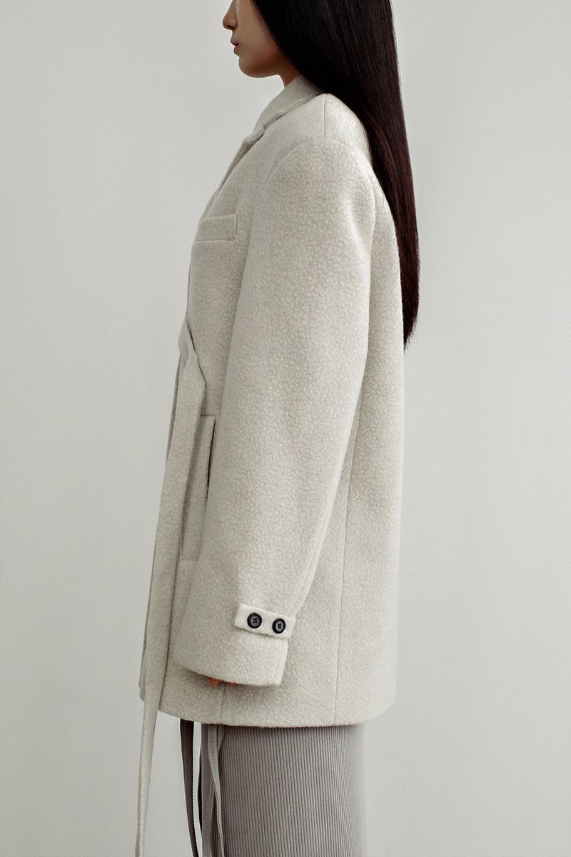 Fuzzy heavy wool coat, Light grey
