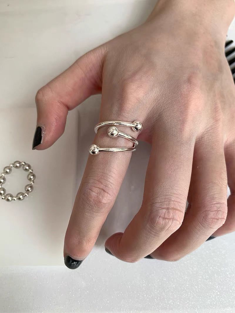 3silver balls silver ring(1pcs)