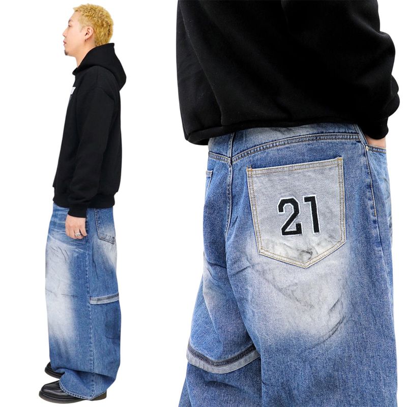 Vintage Embroidered Denim Balloon Pants