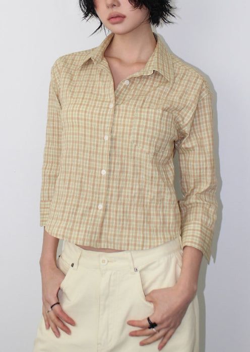 NATURAL CHECK 3/4 SHIRT