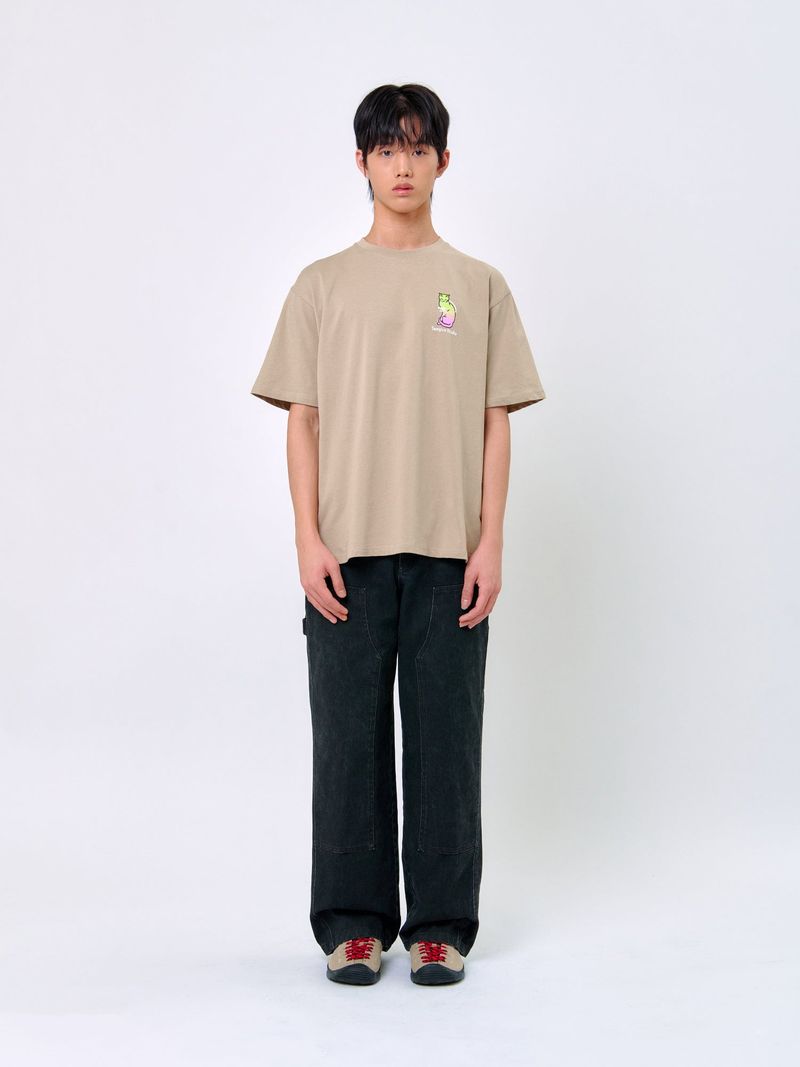SMILING CAT T-SHIRT_Sand Beige