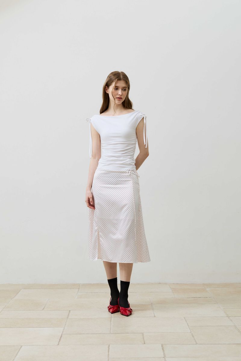 LILY OFF-SHOULDER SHIRRING TOP / WHITE