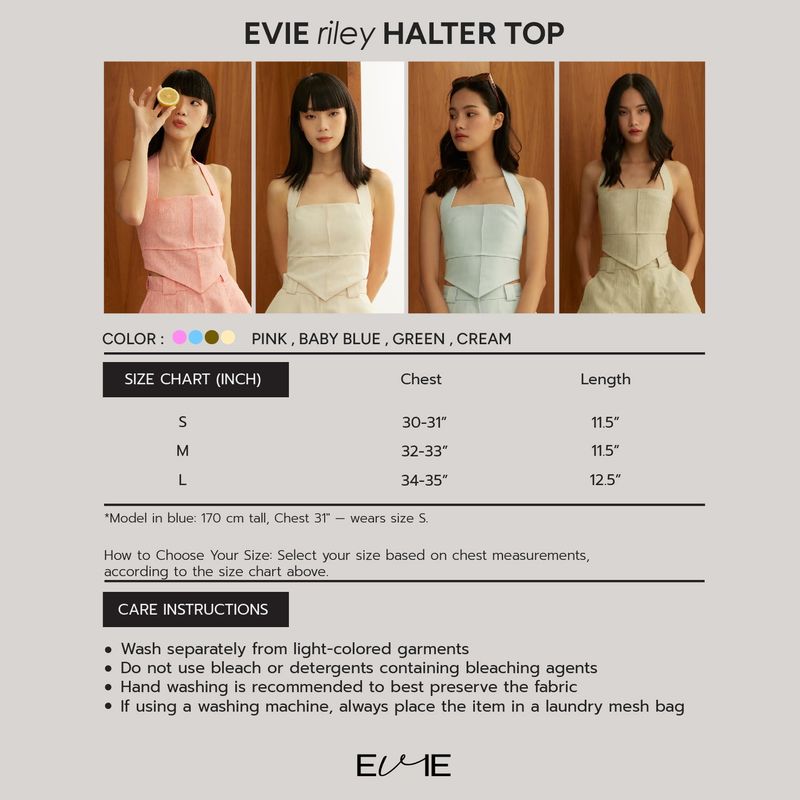 EVIE riley HALTER TOP BLUE