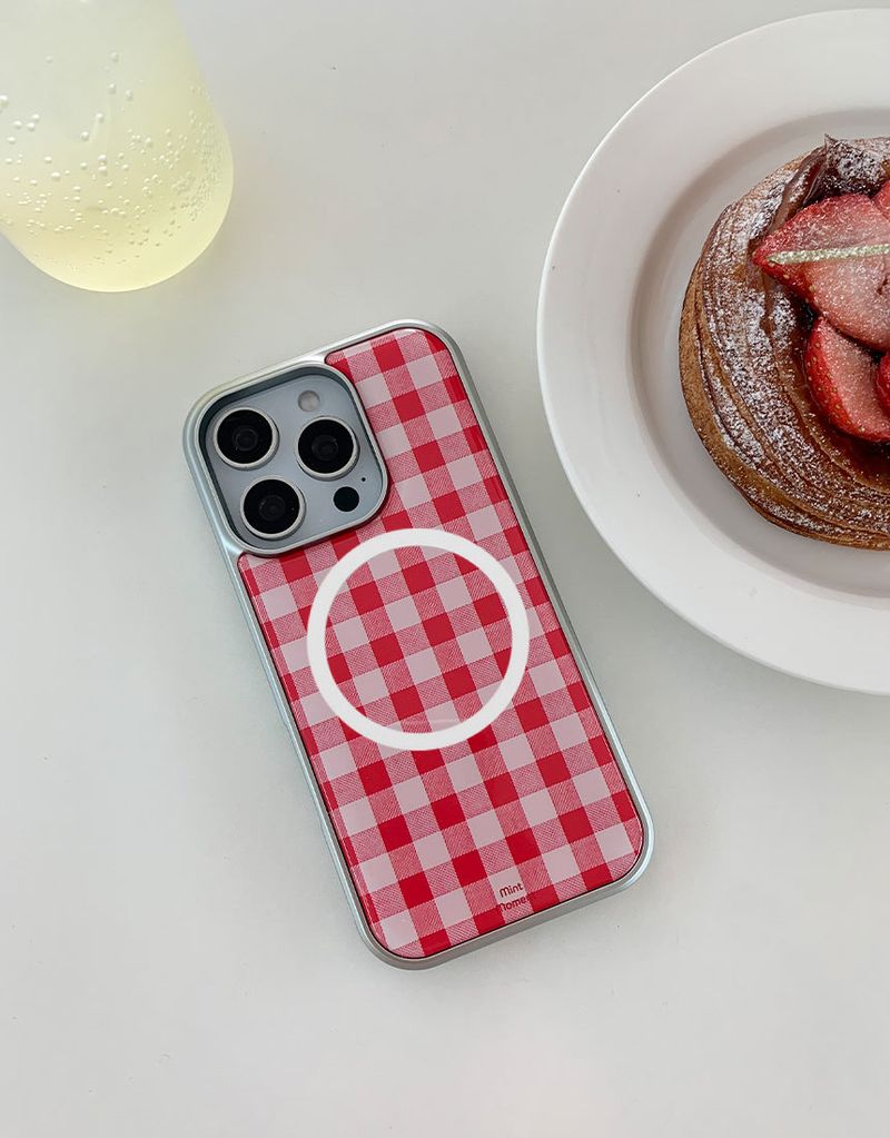 [MADE]ピクニックレッド エポキシ シルバー MagSafe対応 iPhoneケース