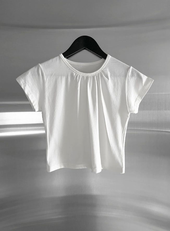 Center Shirred Round Crop Top
