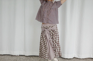 Check Tie Skirt (beige)